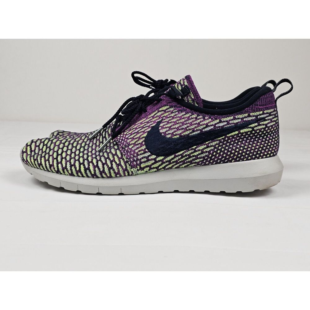 Nike Flyknit Rosherun Sneakers Mens 13. 677243-400 Dark Obsidian Fushia Shoes.